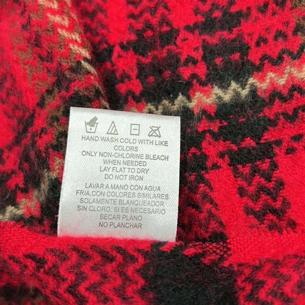 ABG red black and tan fringed men’s winter scarf EUC